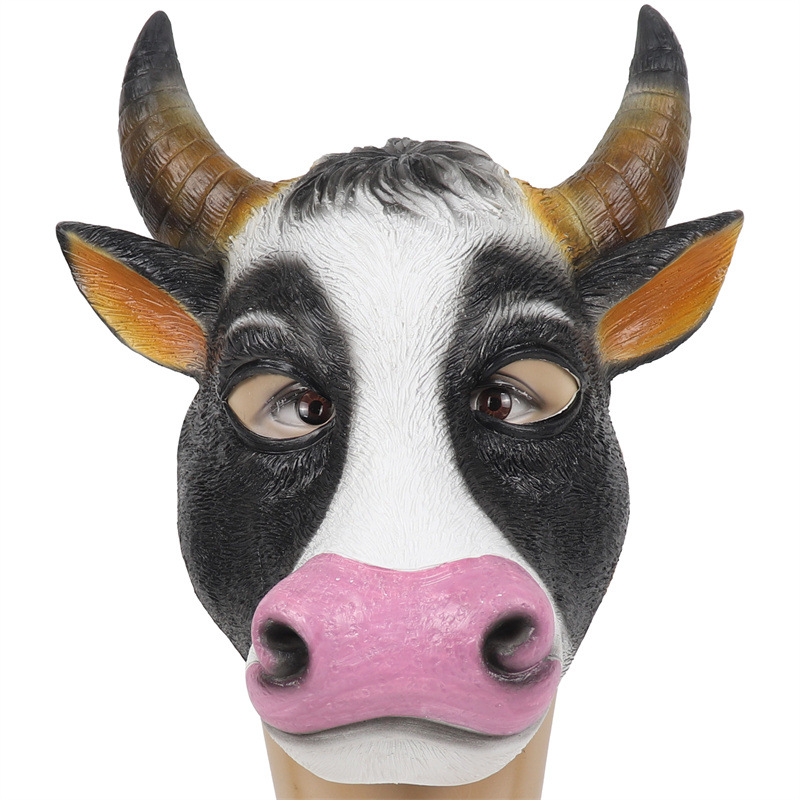 Cruzar la frontera de Halloween máscara de vaca bola Fiesta de la barra de la fiesta de la tarde divertido animal cabeza cubierta Toro Diablo máscara
