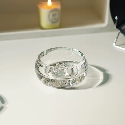 Ins Popular New Crystal Glass Ashtray Home Living Room Office Creative Stylish Cigar Butterfly Ashtray (Car ashtray) - transparent-mountain-bottom-ashtray-10cm