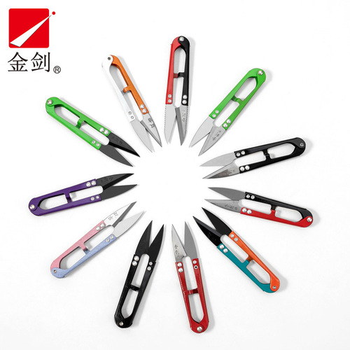 Jinjian Household Large U-shaped Fabric Scissors for Crochet Thread and Fishing Line, Sewing Scissors, Manufacturer Wholesale