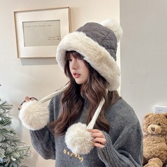 韩版毛绒帽子女秋冬季新款加厚百搭保暖防寒护耳包头帽跨境雷锋帽