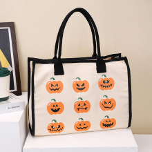 大容量手提帆布包包批发万圣节卡通南瓜单肩包可印logo百搭手拎包
