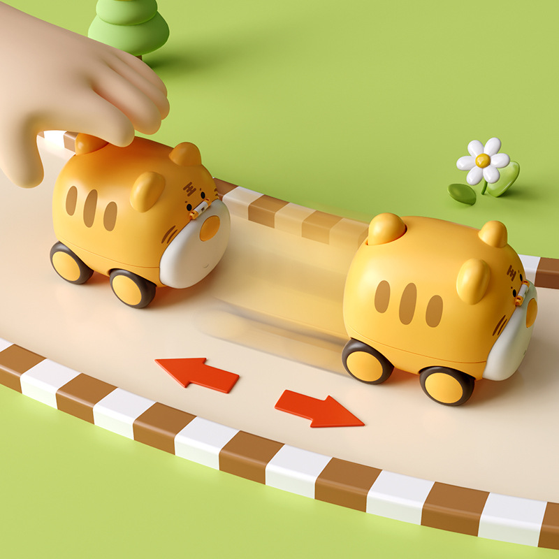 Catapulta inercia niño y madre coche prensa animal coche prensa pequeño animal Tire hacia atrás deslizante silbato coche educativo juguete infantil