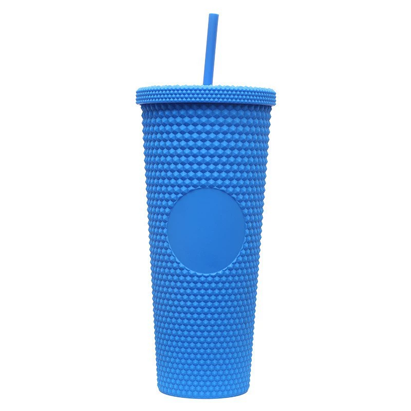 High quality summer double-layer plastic capacious straw with glass, internet celebrity