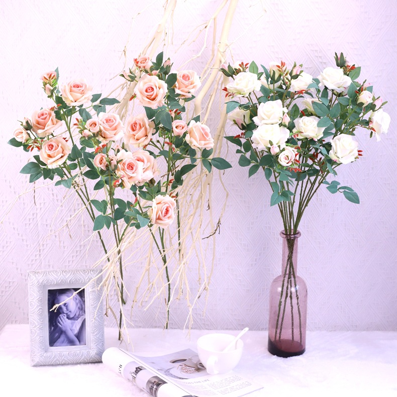 Simulation single -randable poly head Carolla rose rose silk flower…