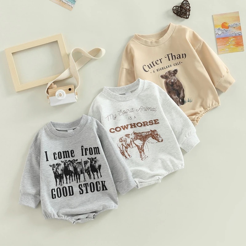 Fashion Animal Letter Printing Cotton Baby Rompers display picture 1
