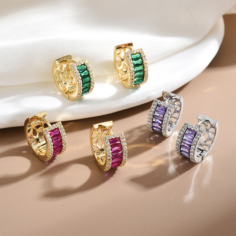 Fashion Geometric Copper Plating Zircon Earrings 1 Pair