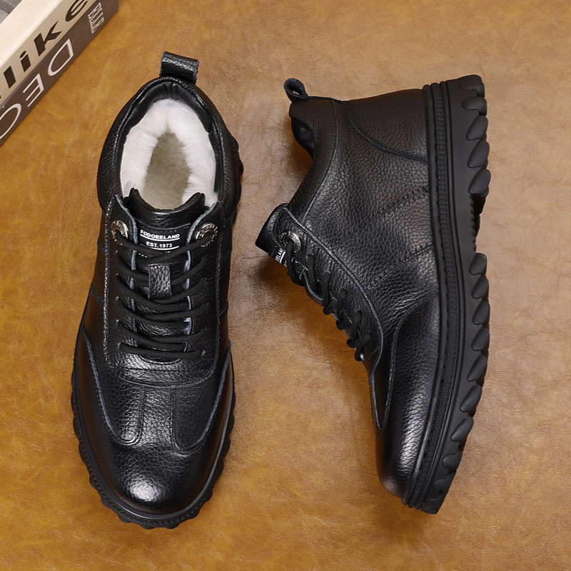 Invierno nuevos zapatos de algodón cálidos de lana para hombres antideslizantes casuales de mediana edad, zapatos de hombre de tamaño grande para papá