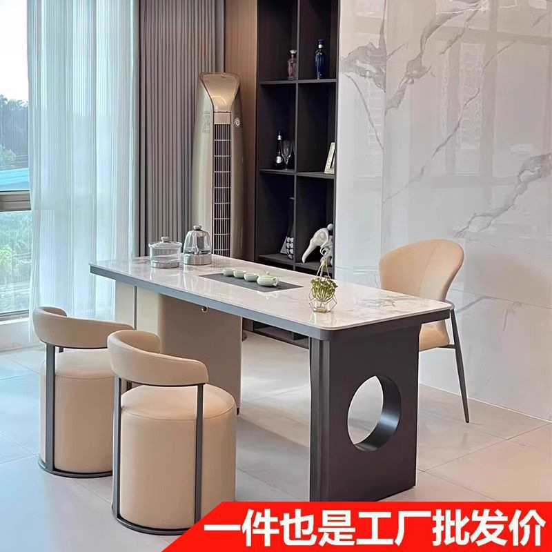 轻奢岩板茶台桌办公室功夫泡茶桌椅小户型现代简约阳台茶桌椅组合|undefined