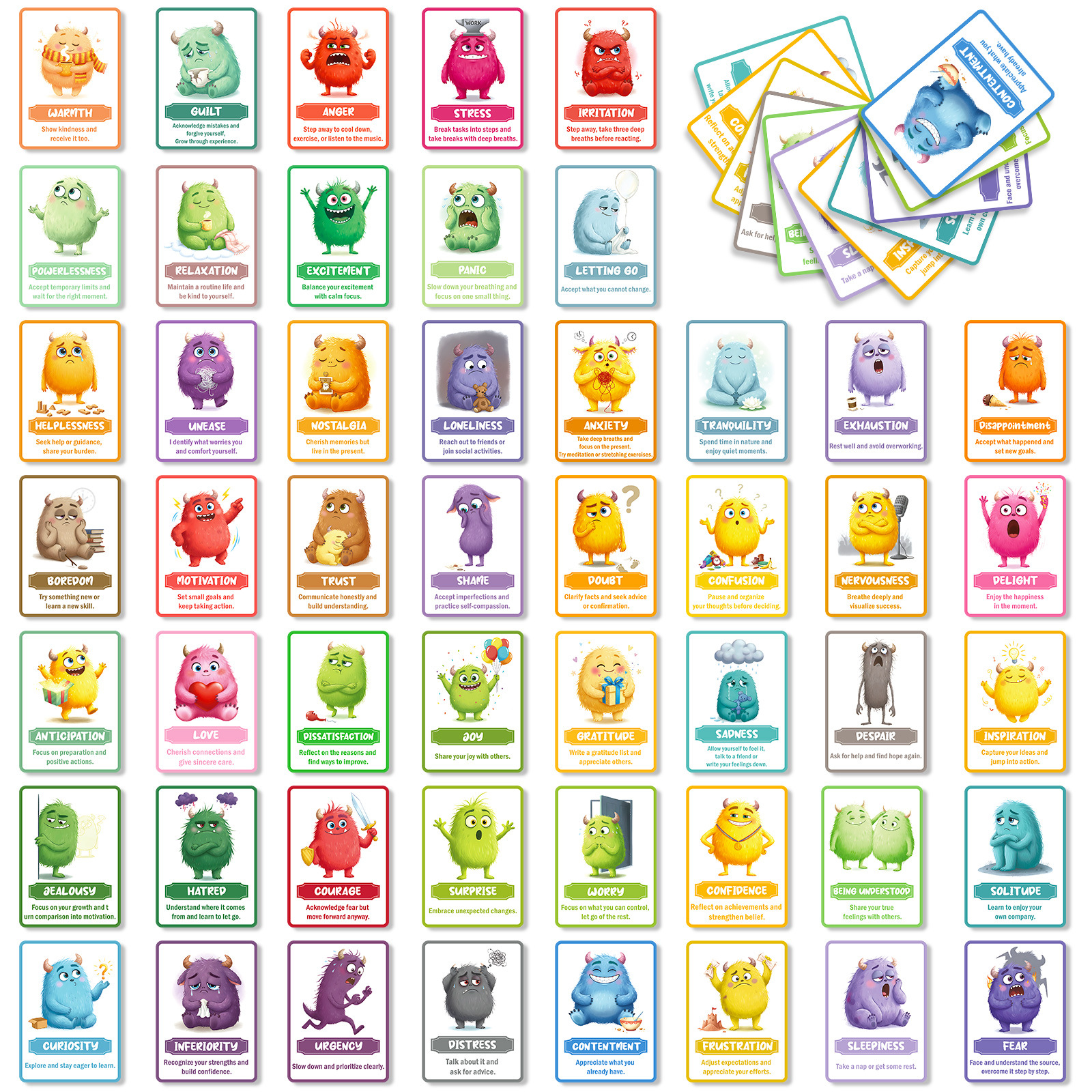50 creatieve monster emotie kaarten, grappige partykaartspellen_voghion.com