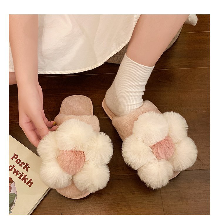 Flower Home Plush Cotton Slippers NSDFX81870