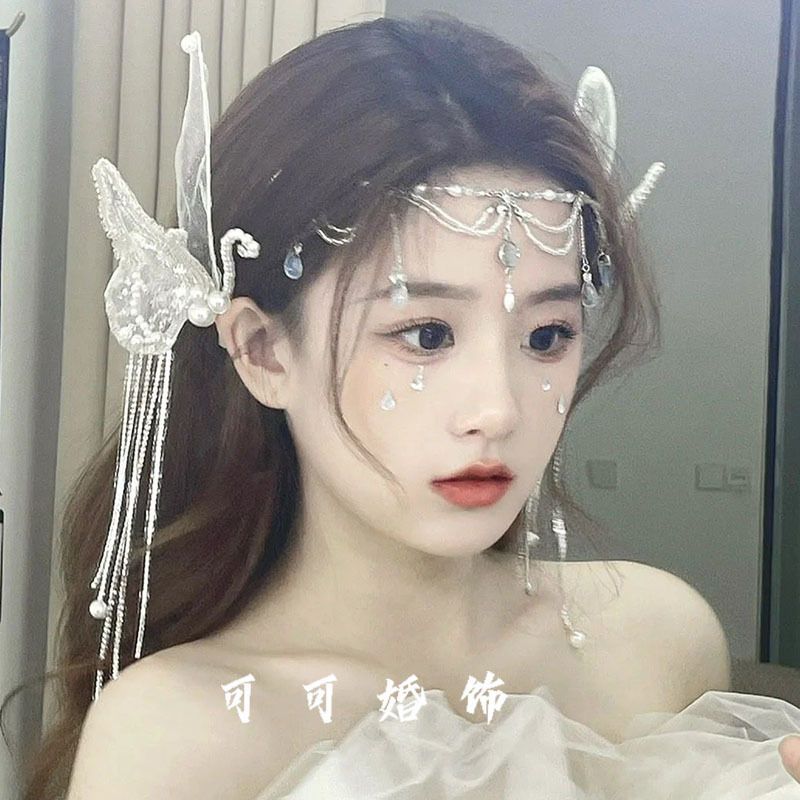 水晶小清新结婚饰品额饰新娘头饰眉心发流苏日韩坠米百搭项链珍珠