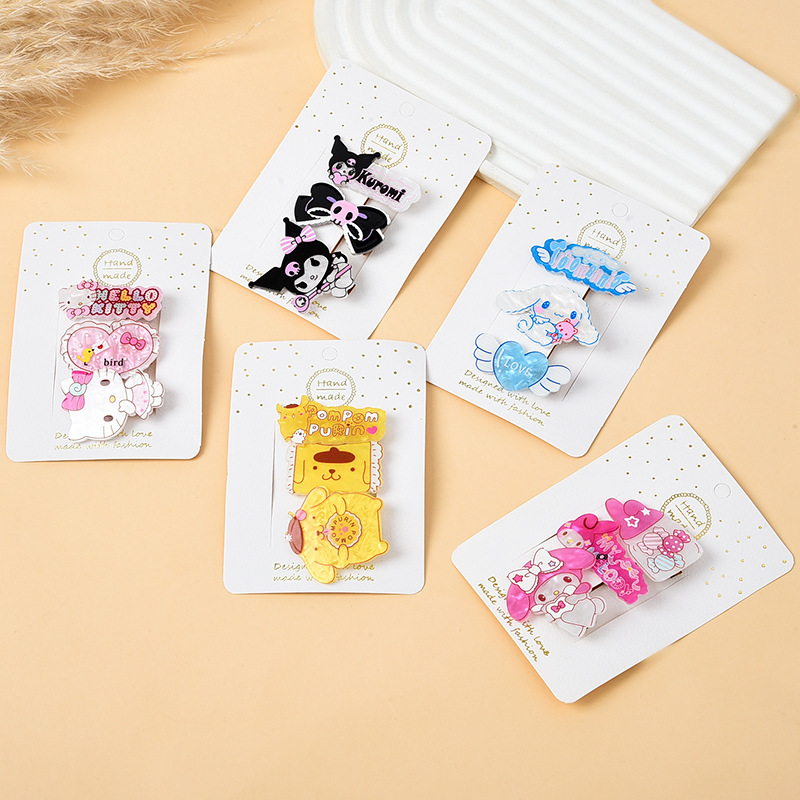 Sanrio nuevo estilo horquilla para niños lindo clip de flequillo de cabello roto de tres piezas clip de pico de pato de dibujos animados accesorios para el cabello de niña image 1