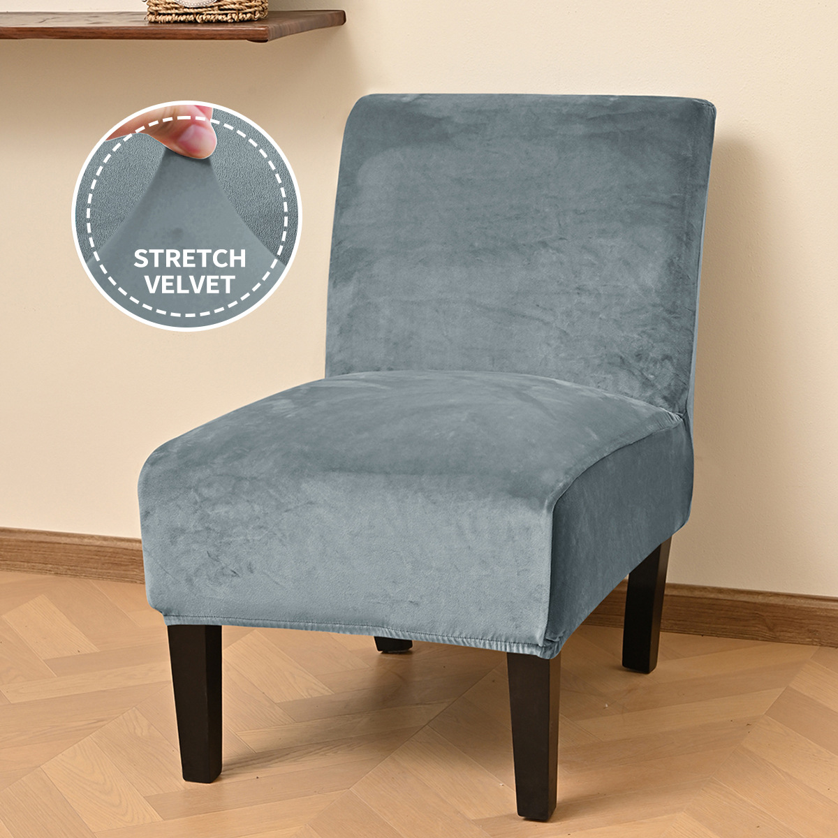 Nuevo estilo transfronterizo, funda de taburete de terciopelo plateado elástico, a prueba de polvo, funda de taburete de terciopelo europeo y americano, funda de silla TEMU