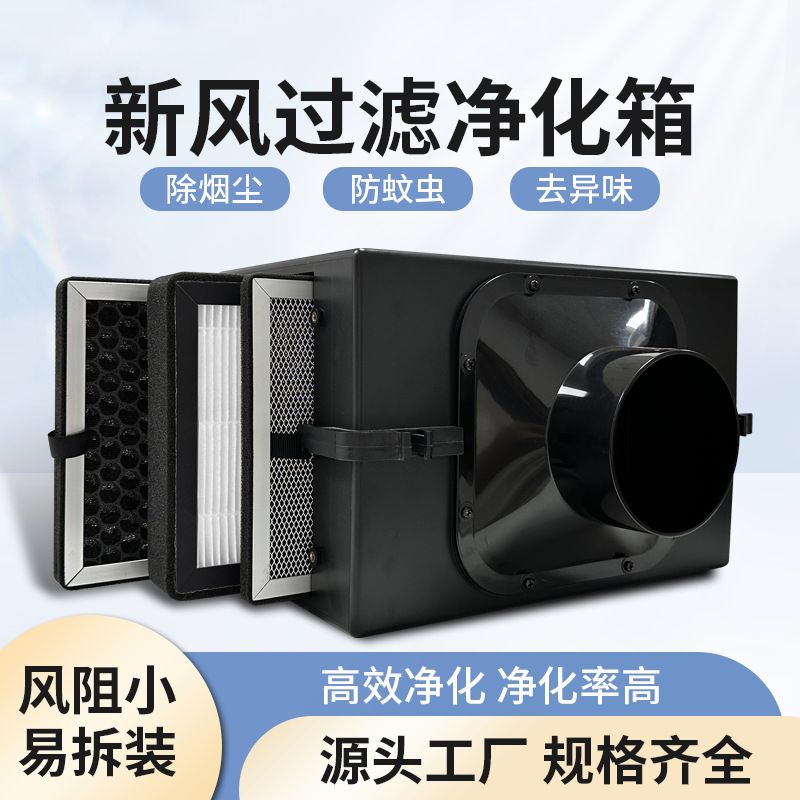 新风系统室内空气净化箱过滤器PM2.5前置除尘净化器过滤箱带滤芯