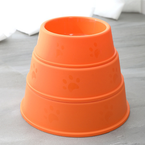 Pet Frosted Bowl Dog Bowl Dog Footprint Anti-Slip Plastic Single Bowl Pet Dog Food Bowl Wholesale Pet Supplies