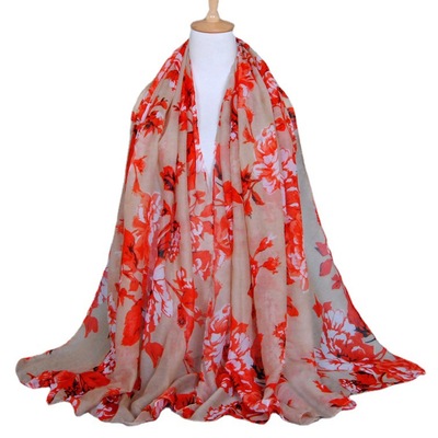 春秋薄款女士巴厘纱印花围巾 工厂源头现货棉麻纱巾批发 BS055|ms