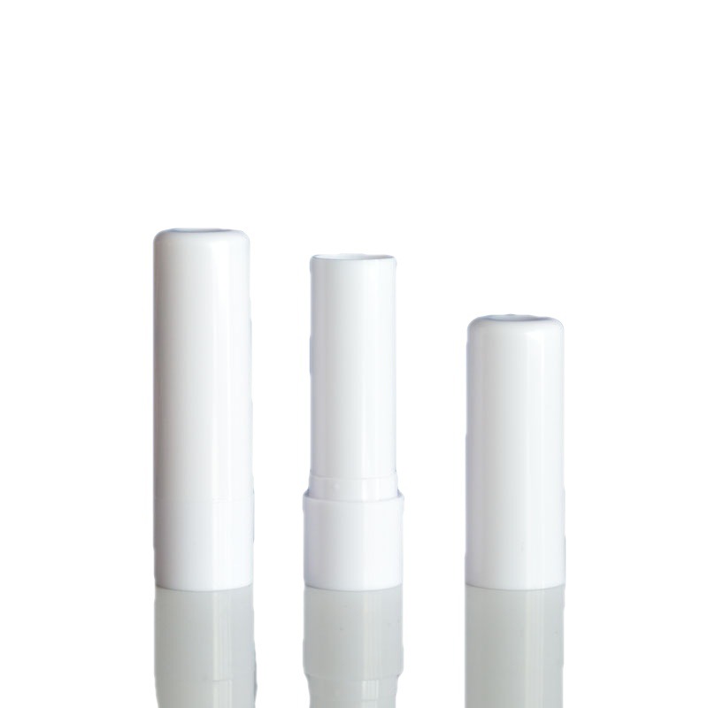 En stock 5g Rosa Blanco bálsamo labial tubo de plástico lápiz labial tubo de esmalte de labios blanco brillante botella 19*69m