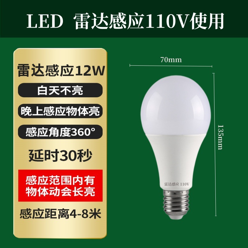 LEDレーダー人体感知電球廊下用電球E27ネジ口赤外線電球専用レーダー感知|undefined