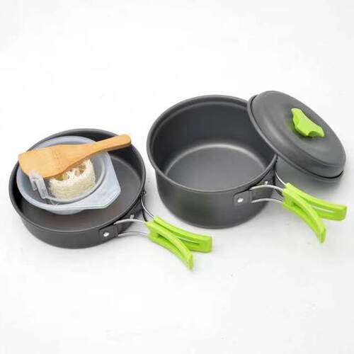 Manufacturer wholesale DS200 pot set 1-2 people outdoor camping alumina picnic pot cookware combination