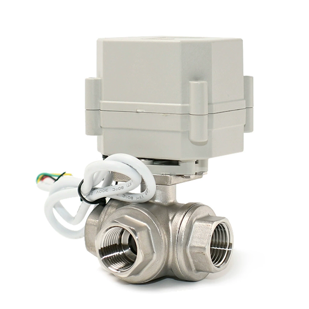 6-очковый миниатюрный аналоговый шаровой клапан из нержавеющей стали 4-20mA0-10v0-5v Электрический трехходовой регулирующий клапан DN20