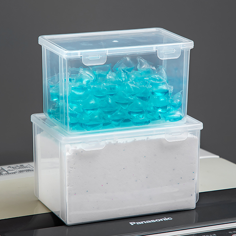 Long Plastic Laundry Detergent Storage Box with Lid Flip-Top Storage Box Transparent Mirror Cabinet Storage Rectangular Storage Box