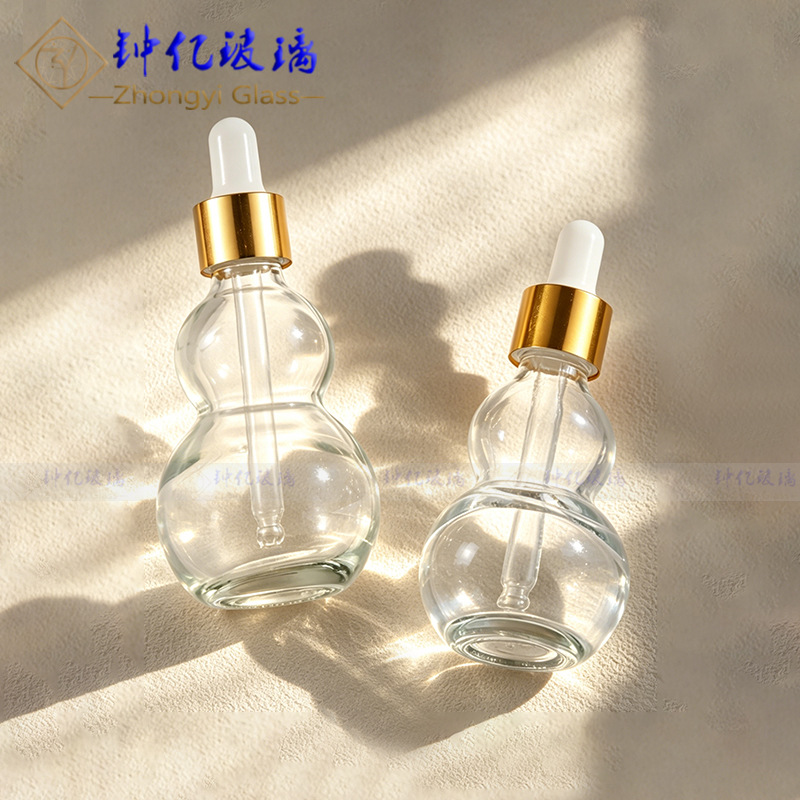 透明双葫芦瓶10ml-50ml滚珠精油滴管药油分装瓶化妆品玻璃走珠瓶