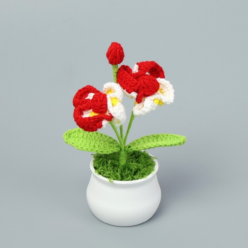 完成したウールひまわり鉢植えスズラン造花チューリップデスクトップ装飾品バレンタインデー教師クラスメートギフト|undefined