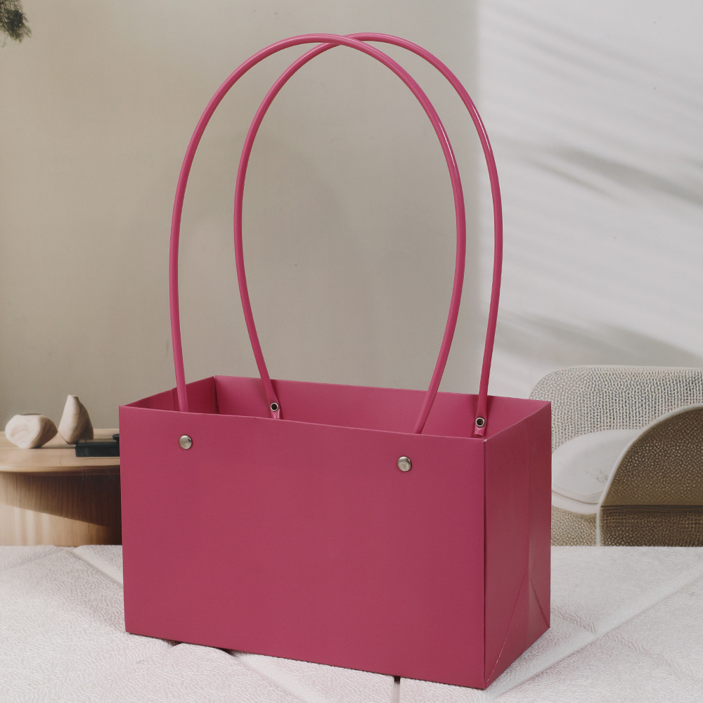 Día de la Madre Macaron Bolsa de arreglos florales portátil Embalaje de flores al por mayor Bolsa de embalaje de ramo impermeable Caja de flores florales Canasta