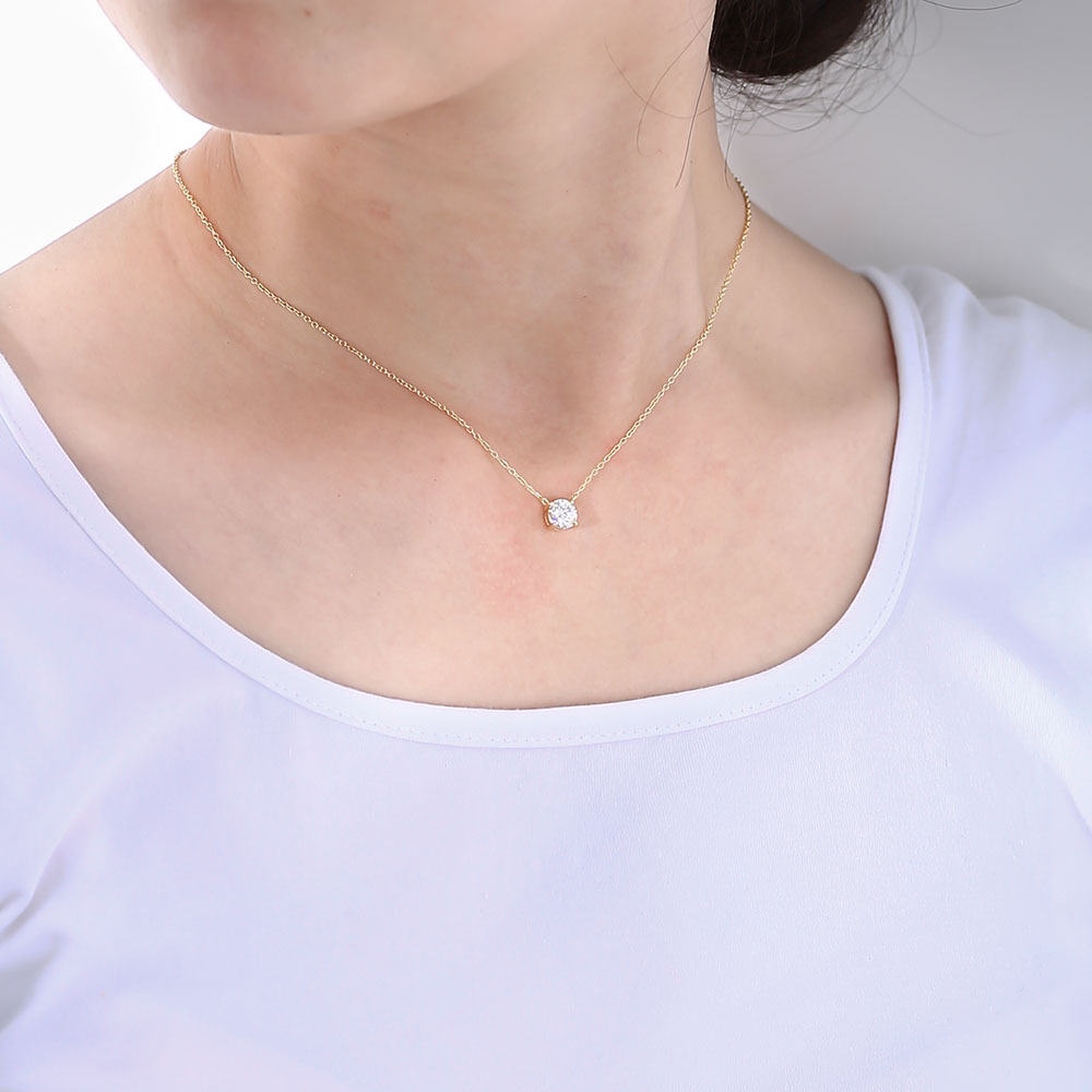 2022 nuevo europeo y americano ins redondo ZIRCON colgante collar de plata esterlina las mujeres diseño sentido nicho luz lujo clavícula cadena