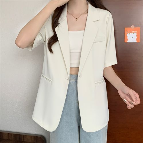 Lightweight Women's Summer Blazer Korean Style Casual Suit Jacket_voghion.com
