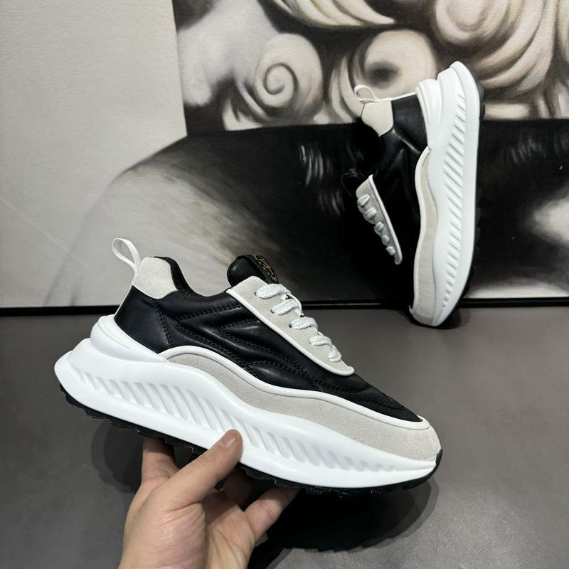 Baskets homme décontractées en cuir blanc style mode polyvalent_voghion.com