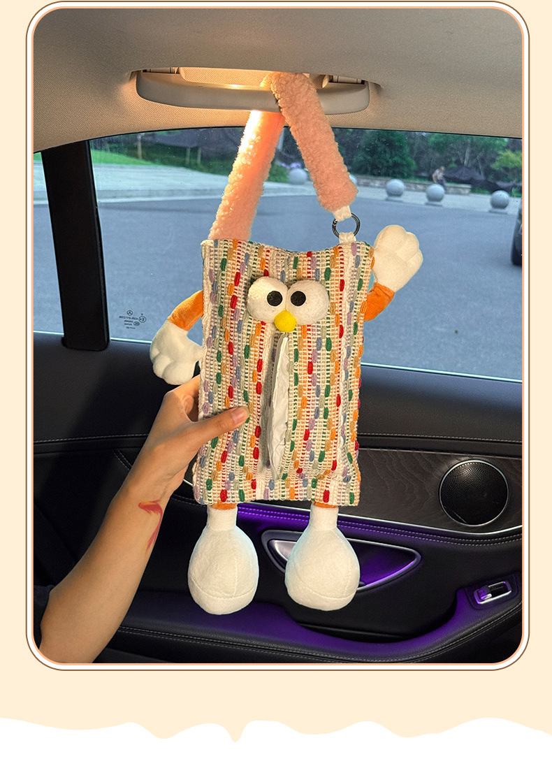 Car Tissue Box, Cute Doll, Hands and Feet, Car Tissue Hanging Bag, High-End and Practical Car Armrest Box Tissue Box