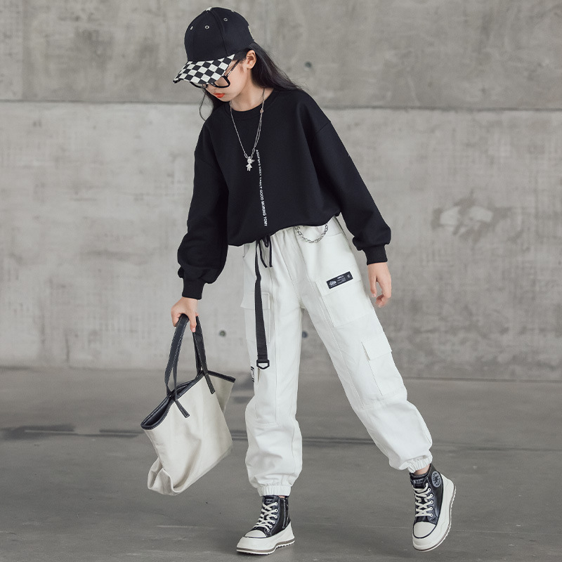 Kanner Fréijoer 2023 Nei Jongen a Meedercher droen personaliséiert Moud Aarbechtskostüm Hosen Ronn Hals T-Shirt Zwee-Stéck Set_voghion.com