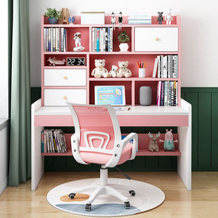 Study Table Desk Student Table and Chair Set Table Simple Bedroom Computer Table Bookcase Integrated Liftable Writing Table