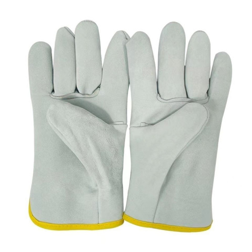 Sheepskin two-layer welding gloves, wear-resistant, anti-scalding, heat-insulating, soft welding, durable protective labor insurance short gloves for welders