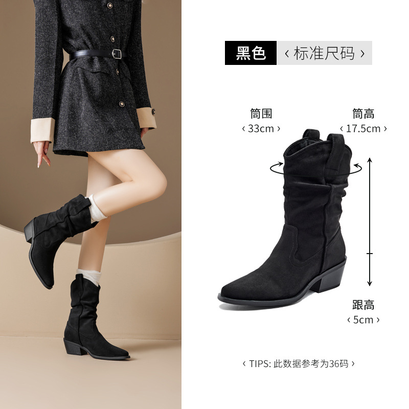 Botas cortas marrones para mujeres 2026 nuevo otoño y invierno con talón grueso Meirard Martin botas de pila retro botas