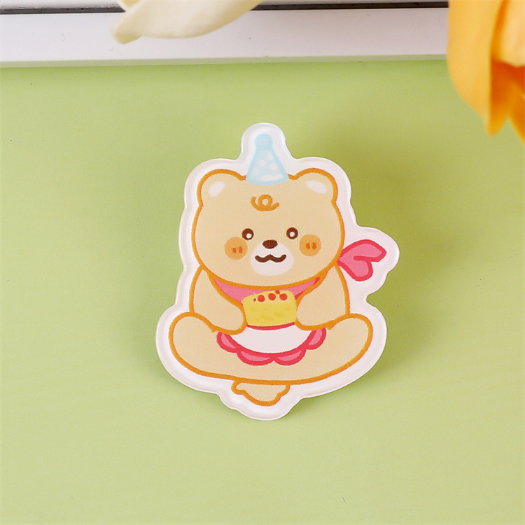 クリームイエローベアアクリルブローチかわいい漫画バッジペンダントスクールバッグペンダント装飾小物アクセサリーカスタマイズ|undefined