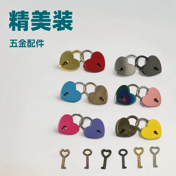 In-Stock Small Zinc Alloy Mini Lock Alloy Lock Heart Lock Padlock with Key Decorative Hardware Wholesale