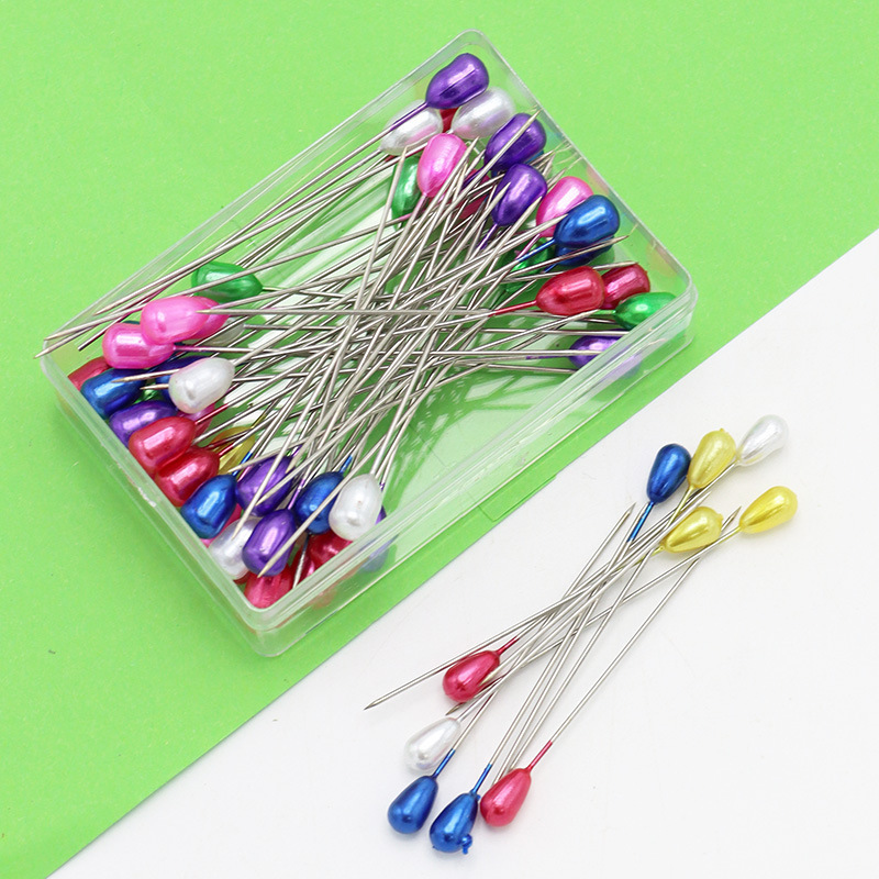 Aguja en forma de pera, aguja fija, juego de aguja de cuentas en forma de pera, aguja perlada de posicionamiento de cabeza grande cosida a mano en color