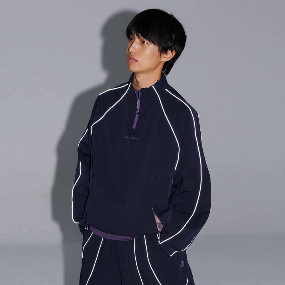 Wasserdichte, reflektierende Sportjacke für Herren, schnelltrocknend, lässiger Bergstil, Outdoor-Pullover mit halbem Reißverschluss und Stehkragen_voghion.com