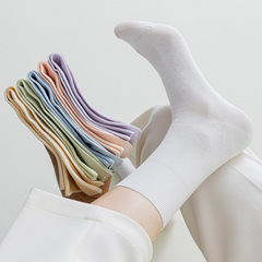 無骨襪子女堆堆襪春秋薄款韓國日系純色百搭月子襪鬆口女士中筒襪