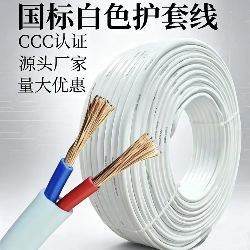 National Standard Home Decoration White Sheathed Cable with Complete Specifications, Polyvinyl Chloride Flame-Retardant Pure Copper, Full Length and Full Quantity, Rvv Sheathed Cable National Standard Home Decoration White Sheathed Cable with Complete Specifications, Polyvinyl Chloride Flame-Retardant Pure Copper, Full Length and Full Quantity, Rvv Sheathed Cable