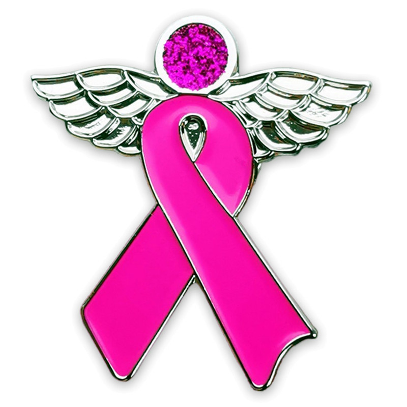Pink Ribbon angel wings brooch female breast awareness pin metal alloy rhinestone badge accessories