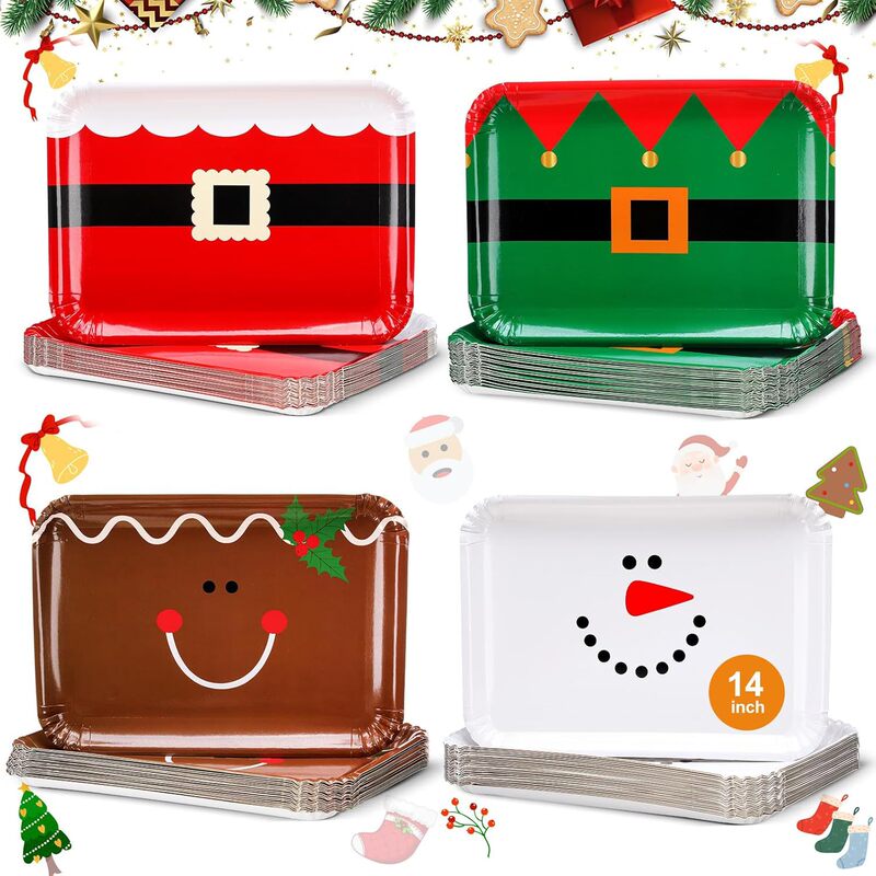 Christmas Cross-Border New Products Disposable Paper Plates Party Supplies Disposable Tableware Plate Set Rectangular Paper Plates