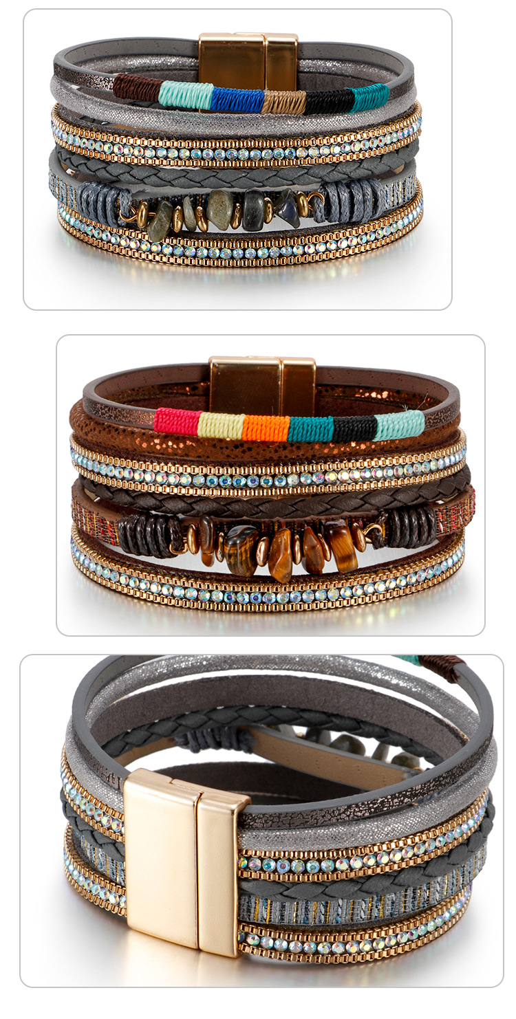 Bohemian Geometric Pu Leather Braid Womenu0027S Bracelets