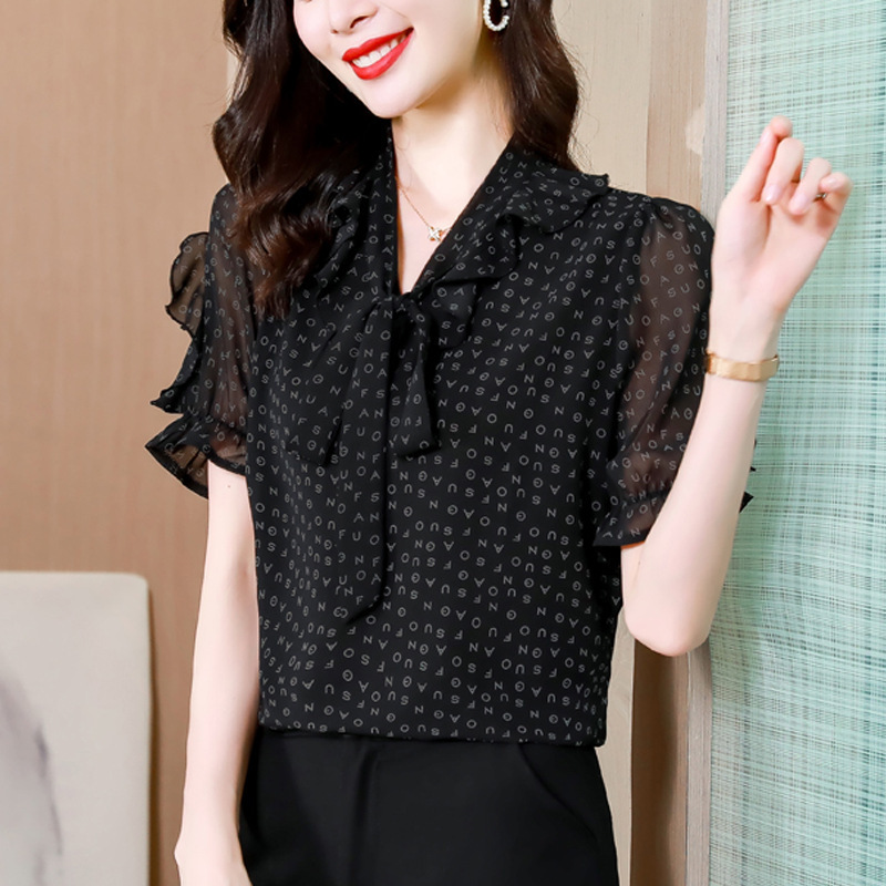 Chiffon Shirt Women's Summer 2026 New Short-Sleeved Top, Stylish and Beautiful T-Shirt Blouse for Women