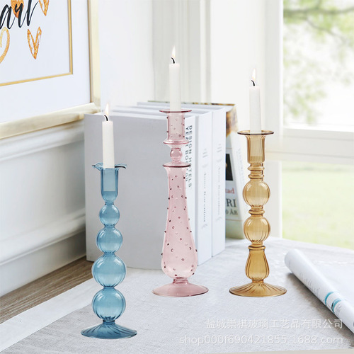 Manufacturer supply creative glass candle holders home decor French European retro candle sconces candlelight dinner party