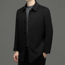 品牌冬季羊毛呢子大衣男中长款翻领双面呢外套中年爸爸装羊绒风衣