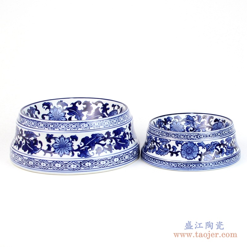 Jingdezhen 세라믹 블루와 Hua Zhilian 개 식품 냄비 큰 스몰 사이즈 애완 동물 가게 고양이 식품 개 식품 그릇, 접시 및 냄비 용품