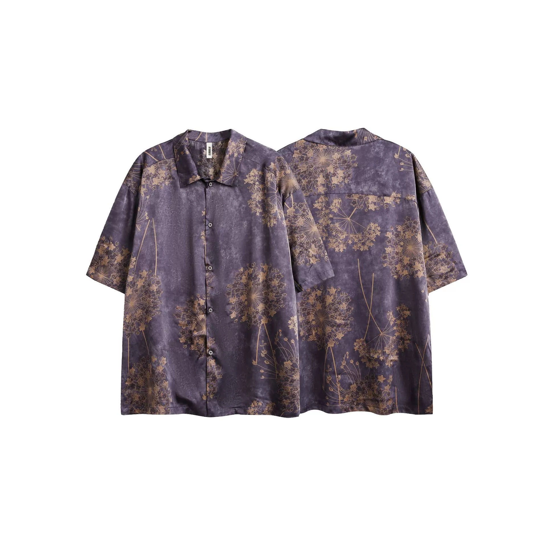 Фиолетовая летняя рубашка с коротким рукавом oversize